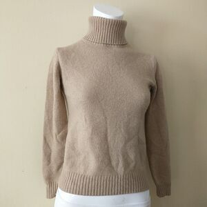 Uniqlo Sweater Pullover Womens XS Tan Turtleneck Wool Alpaca Blend Quiet Luxury